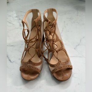 Marion Parke Toscana Suede & Mesh Lace-Up Heels – Italy – Size 38.5